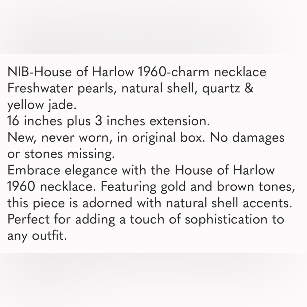 🔥NEW🔥House of Harlow 1960 Gold and Brown Shell Necklace - Picture 6 of 6